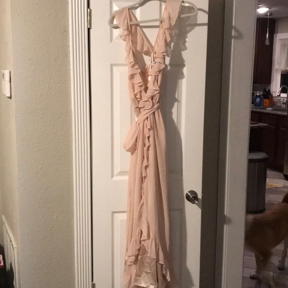 Pale Pink Silk and Chiffon Gown